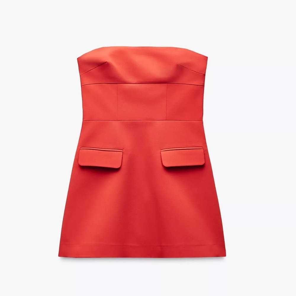 Zara STRAPLESS LAPEL DRESS - Picture 5 of 7